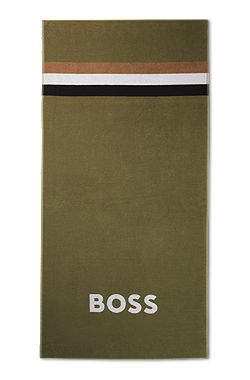 Cotton-jacquard beach towel with logo and signature stripe