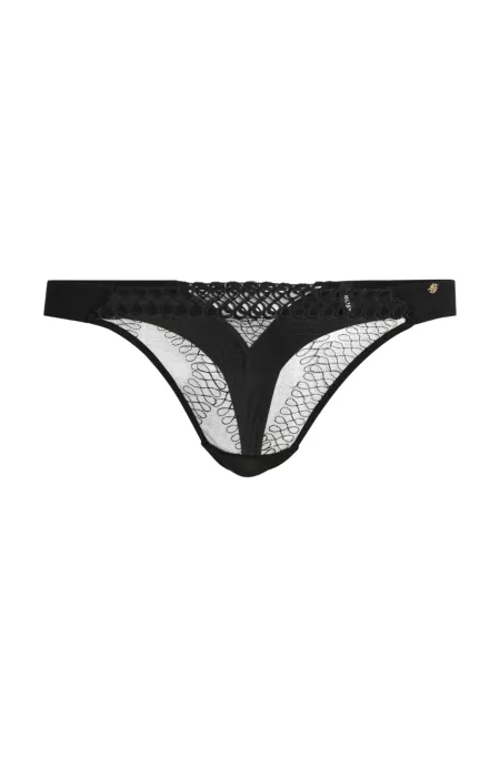 Eyelet-detailed thong with Double B monogram trim