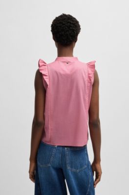 Regular-fit blouse in pleat-front cotton muslin, light pink