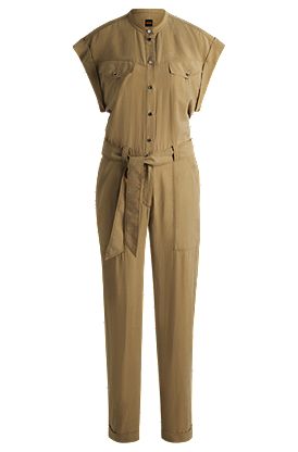 Belted jumpsuit in lightweight canvas