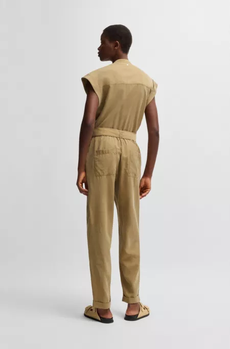 Belted jumpsuit in lightweight canvas