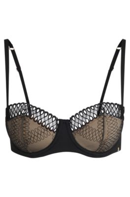 Balcony bra with eyelet detailing, Black