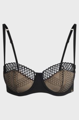 Balcony bra with eyelet detailing, Black