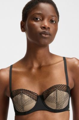 Balcony bra with eyelet detailing, Black