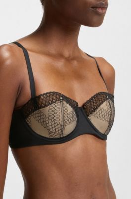 Balcony bra with eyelet detailing, Black
