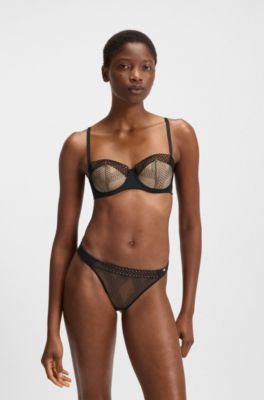 Balcony bra with eyelet detailing, Black