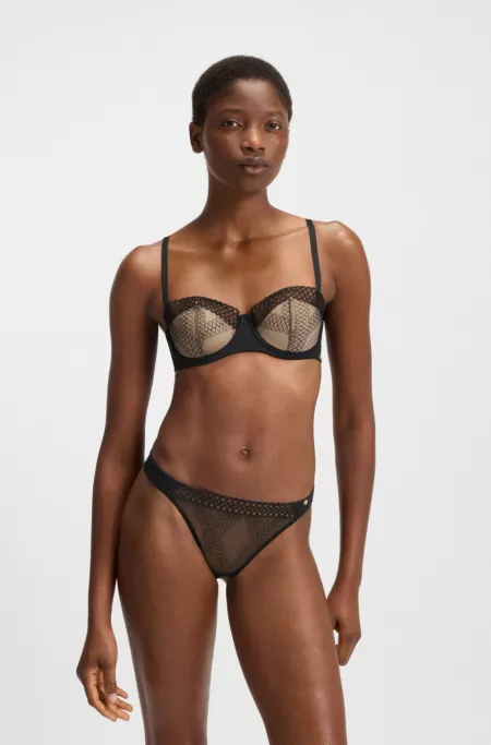 Soutien-gorge balconnet à motifs œillets