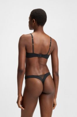 Balcony bra with eyelet detailing, Black