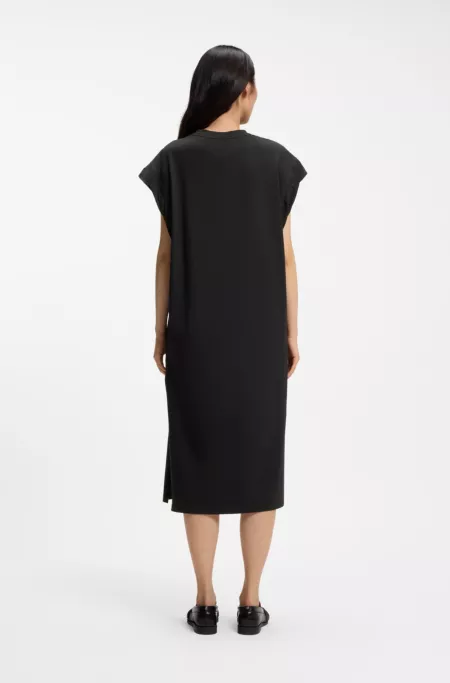 Cap-sleeve jersey dress with logo detail