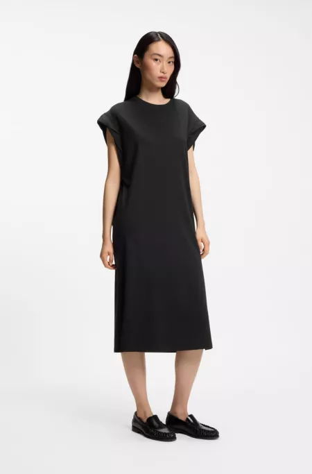 Cap-sleeve jersey dress with logo detail