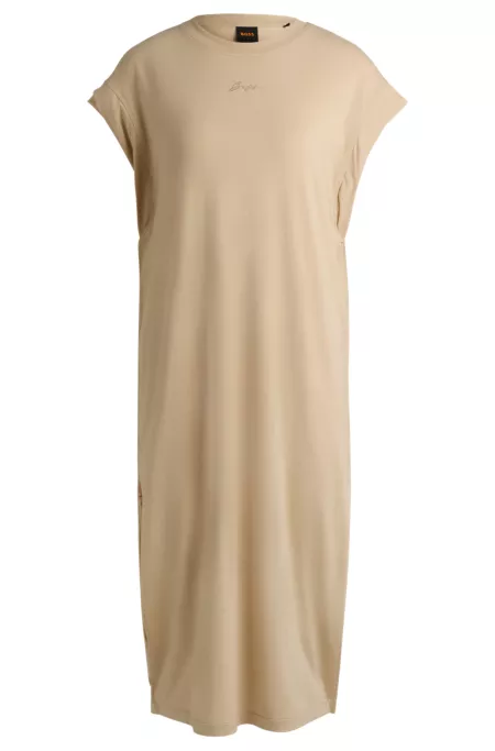 Cap-sleeve jersey dress with logo detail