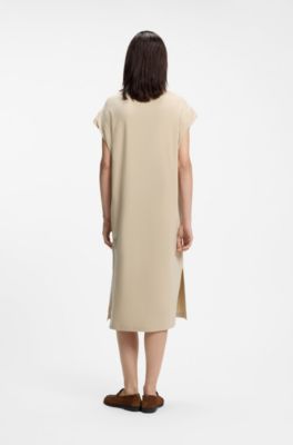Kleid aus Jersey mit Cap-&Auml;rmeln und Logo-Detail, Hellbeige