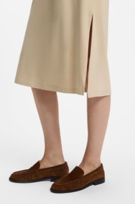 Cap-sleeve jersey dress with logo detail, Light Beige