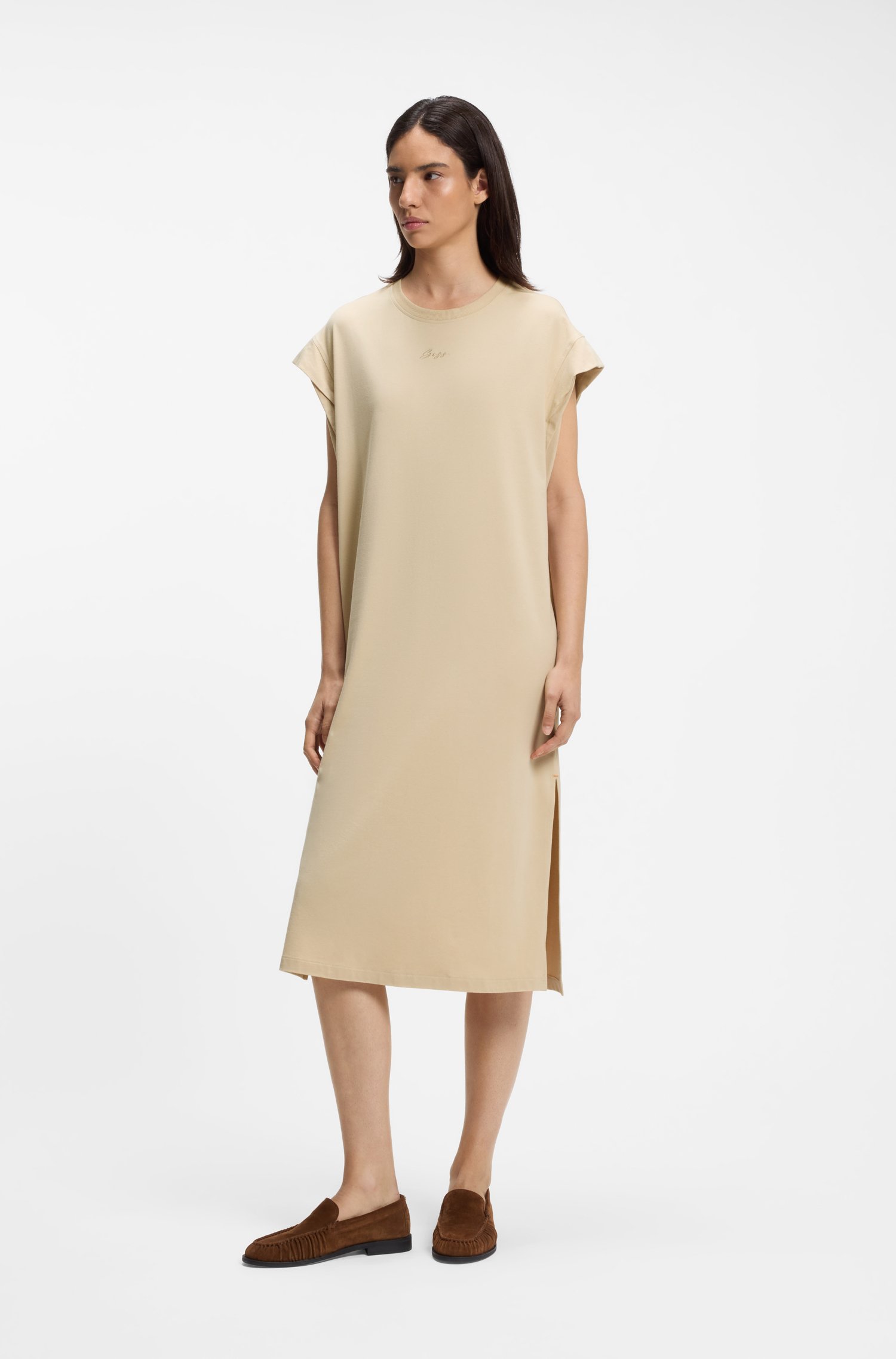 Boss Cap-sleeve jersey dress with logo detail klänningar dam – bild 3