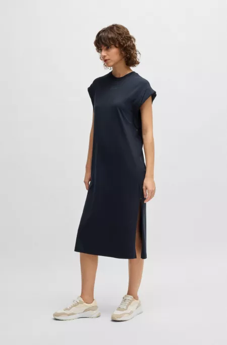Cotton-blend dress with handwritten logo