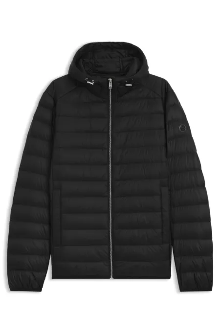 Padded jacket in water-repellent fabric with down filling