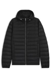 Padded jacket in water-repellent fabric with down filling, Black