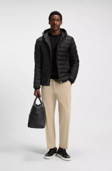 Padded jacket in water-repellent fabric with down filling