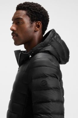 Padded jacket in water-repellent fabric with down filling, Black