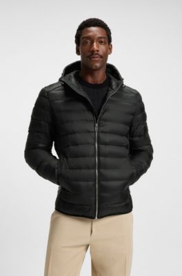 Padded jacket in water-repellent fabric with down filling, Black