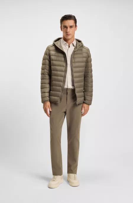 Padded jacket in water-repellent fabric with down filling