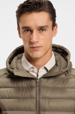 Padded jacket in water-repellent fabric with down filling, Light Brown