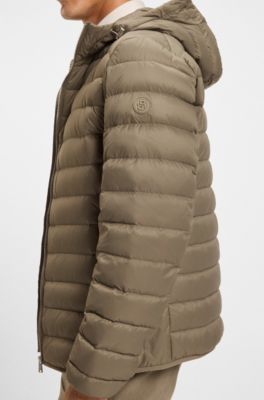 Padded jacket in water-repellent fabric with down filling, Light Brown