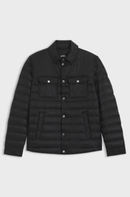 Water-repellent down jacket with chest pockets, Black