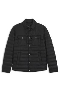 Water-repellent down jacket with chest pockets, Black