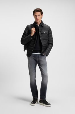 Water-repellent down jacket with chest pockets, Black