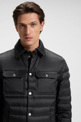 Water-repellent down jacket with chest pockets, Black