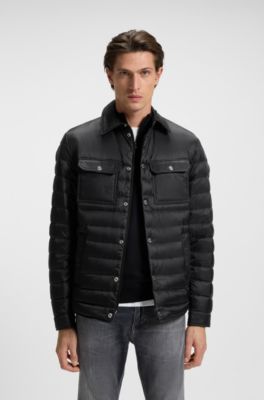Water-repellent down jacket with chest pockets, Black