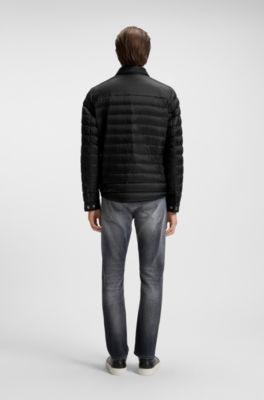 Wasserabweisende Daunenjacke mit Brusttaschen, Schwarz