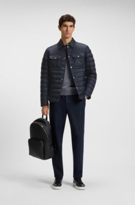 Water-repellent down jacket with chest pockets, Dark Blue
