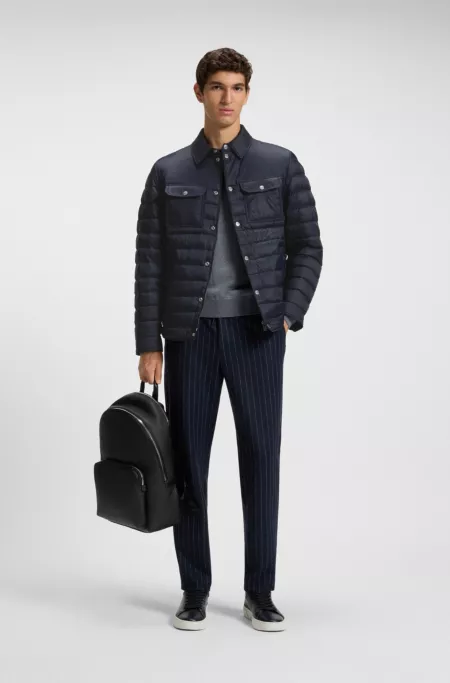 Water-repellent down jacket with chest pockets