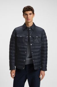 Water-repellent down jacket with chest pockets, Dark Blue