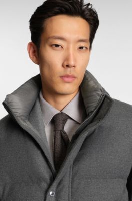 Chaqueta de franela con relleno de plum&oacute;n, Gris