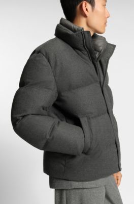 Flannel jacket with down filling, Grey