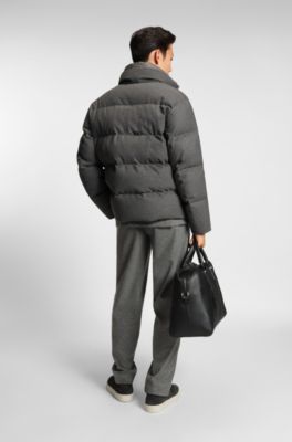 Chaqueta de franela con relleno de plum&oacute;n, Gris