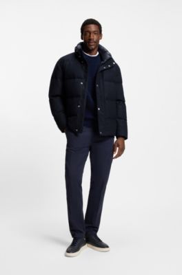 Flannel jacket with down filling, Dark Blue