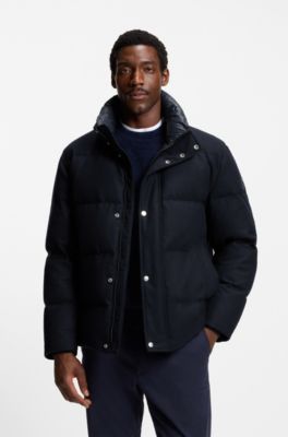 Flannel jacket with down filling, Dark Blue
