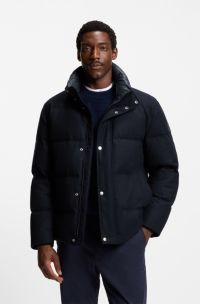 Jacke aus Flanell mit Daunenfüllung, Dunkelblau