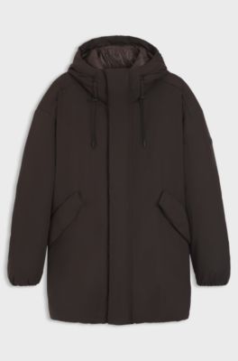 Water-repellent jacket in peached microfibre, Dark Brown
