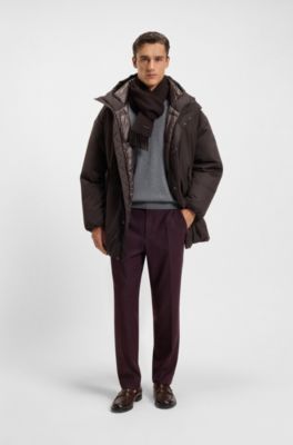 Water-repellent jacket in peached microfibre, Dark Brown