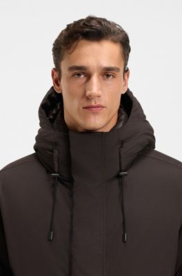 Wasserabweisende Jacke aus angerauter Mikrofaser, Dunkelbraun