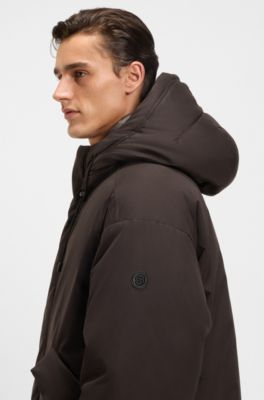 Water-repellent jacket in peached microfibre, Dark Brown
