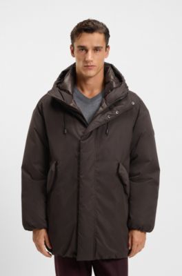 Water-repellent jacket in peached microfibre, Dark Brown