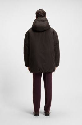 Water-repellent jacket in peached microfibre, Dark Brown