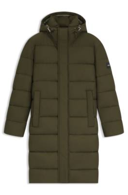 Longline water-repellent padded jacket with hood 1