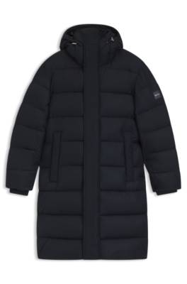 Longline water-repellent padded jacket with hood 1
